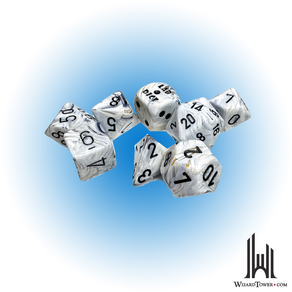 Dice Set - Marble Calcite / Black 7ct